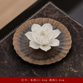Ceramic Lotus Incense Stick Holder with Textured Ash Catcher Dish - Zen Tea Room and Meditation Decor