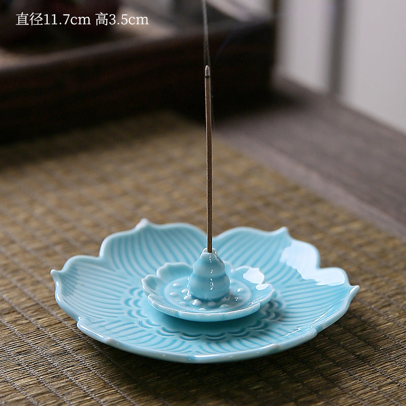 Ceramic Lotus Incense Burner Plate – Dual-Use Stick & Coil Incense Holder