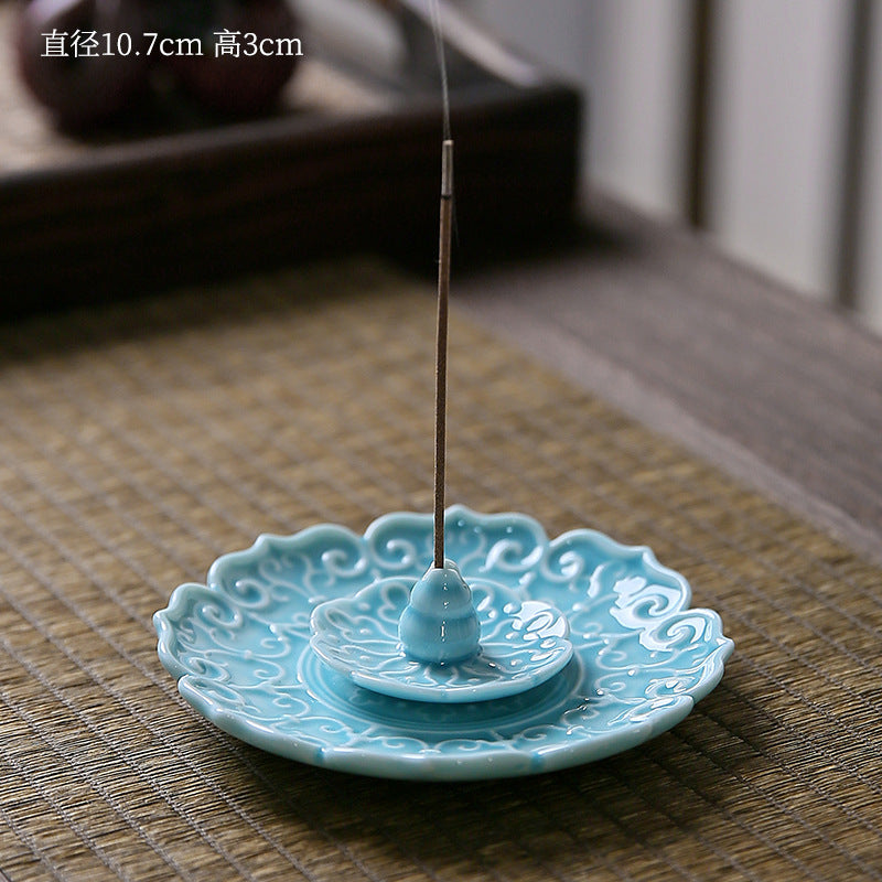 Ceramic Lotus Incense Burner Plate – Dual-Use Stick & Coil Incense Holder