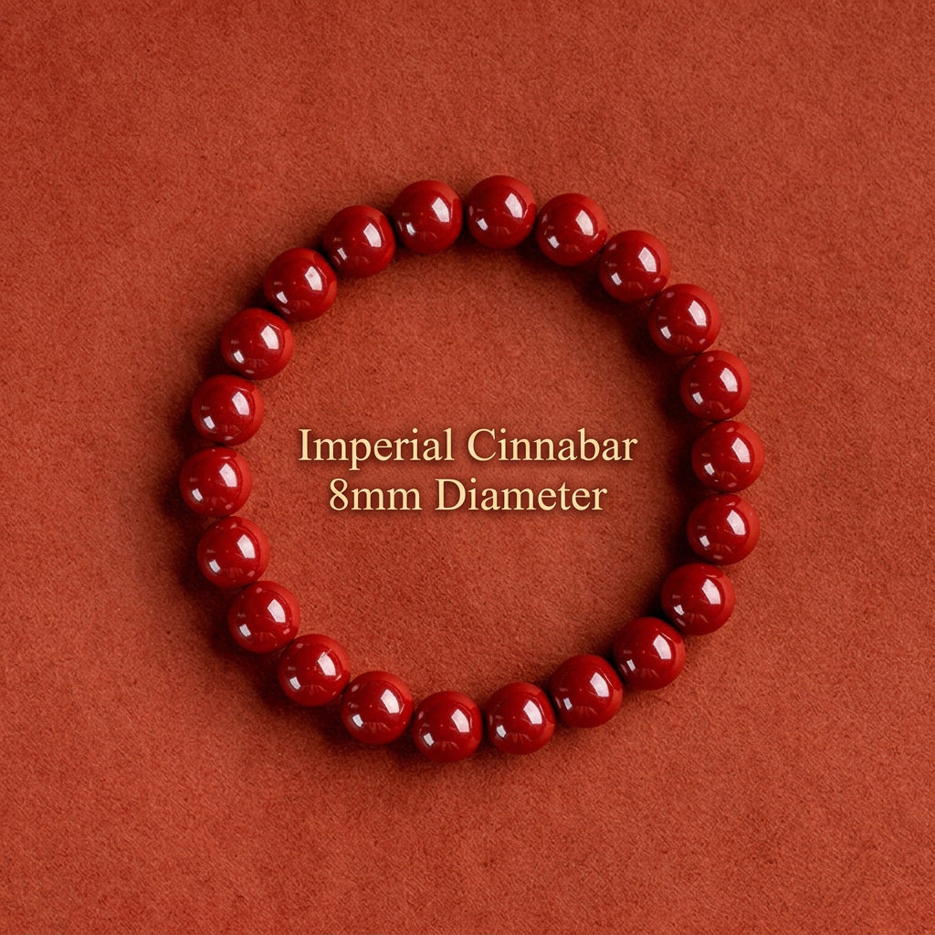 Natural Red Cinnabar Beaded Bracelet - Auspicious Protection & Good Fortune Meditation Jewelry