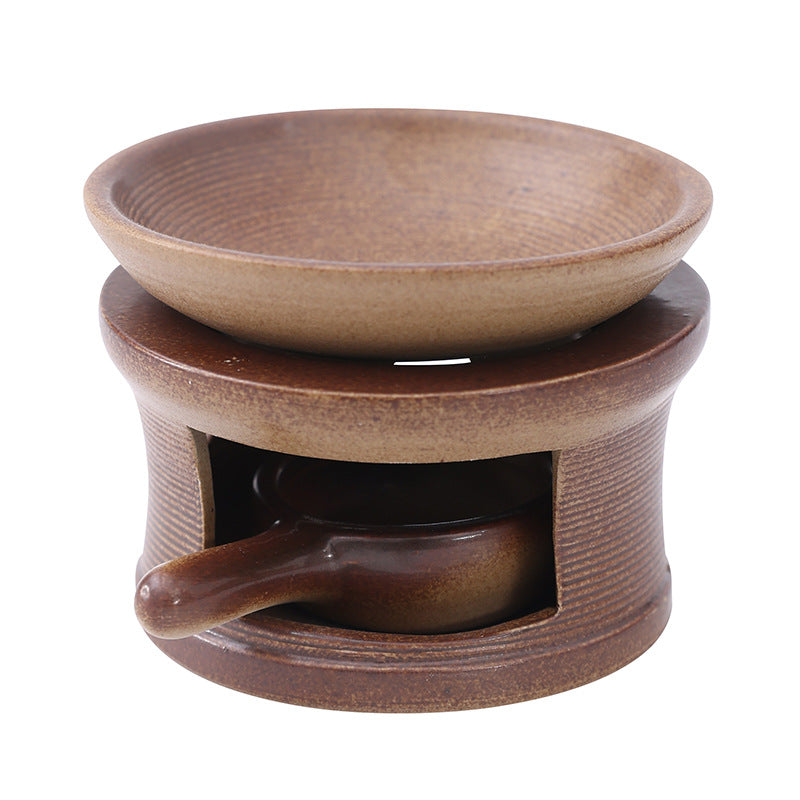 Ceramic Tea Roaster & Essential Oil Wax Burner - Rustic Tealight Aromatherapy Stove for Botanicals, Incense Powder, and Herbs
