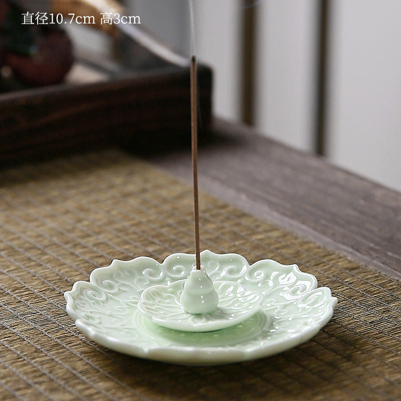Ceramic Lotus Incense Burner Plate – Dual-Use Stick & Coil Incense Holder