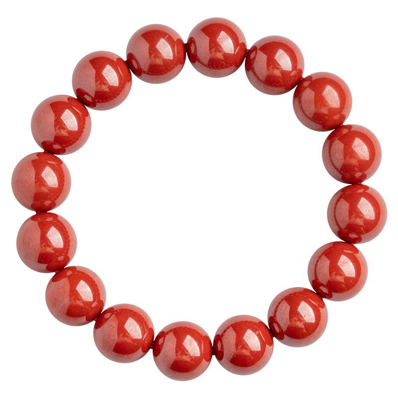 Natural Red Cinnabar Beaded Bracelet - Auspicious Protection & Good Fortune Meditation Jewelry