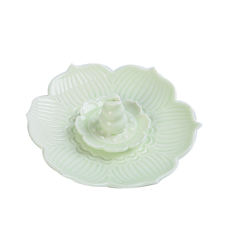 Ceramic Lotus Incense Burner Plate – Dual-Use Stick & Coil Incense Holder
