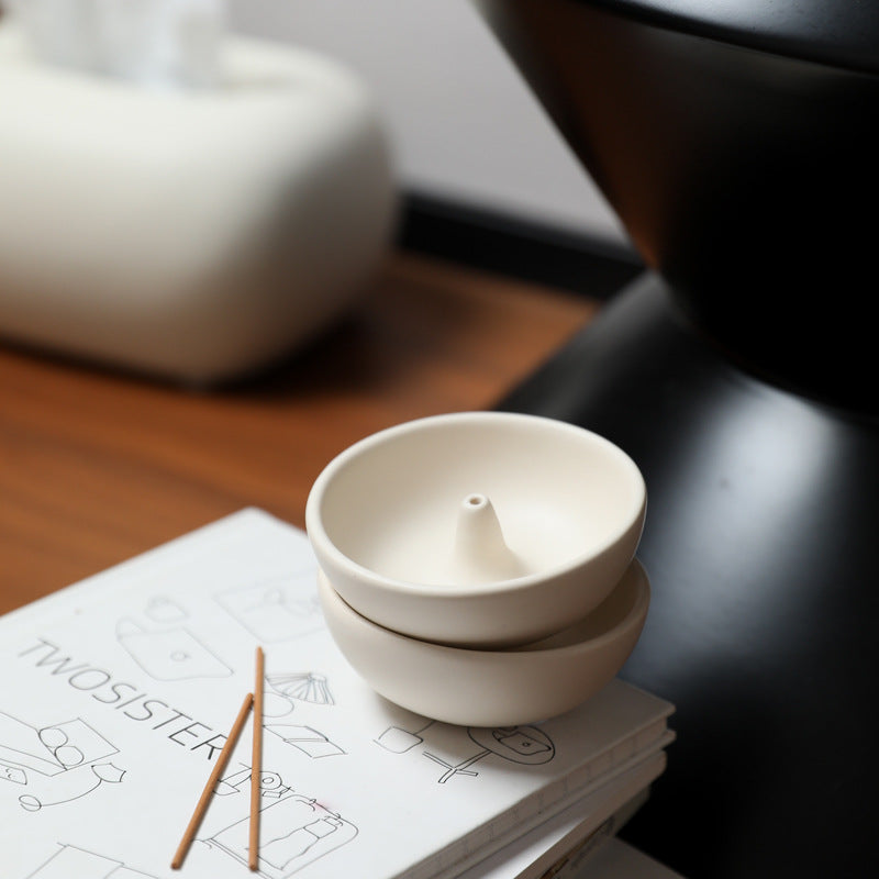 Minimalist Ceramic Incense Stick Holder Bowl, Japanese Zen Ash Catcher Incense Burner