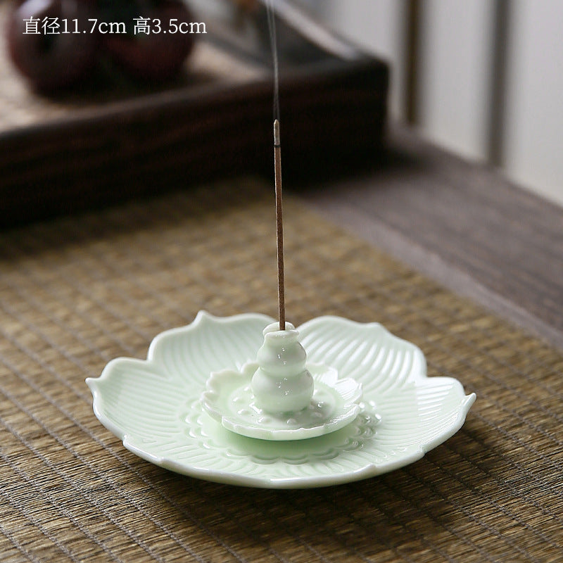 Ceramic Lotus Incense Burner Plate – Dual-Use Stick & Coil Incense Holder