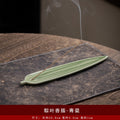 Celadon Ceramic Leaf Incense Stick Holder & Ash Catcher, Minimalist Zen Incense Burner for Meditation and Tea Ceremony